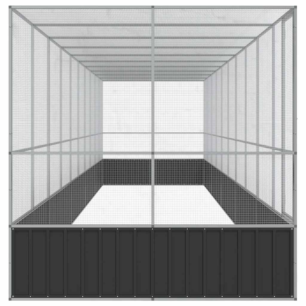 Aviário com extensão 1039x207x212 cm aço prateado