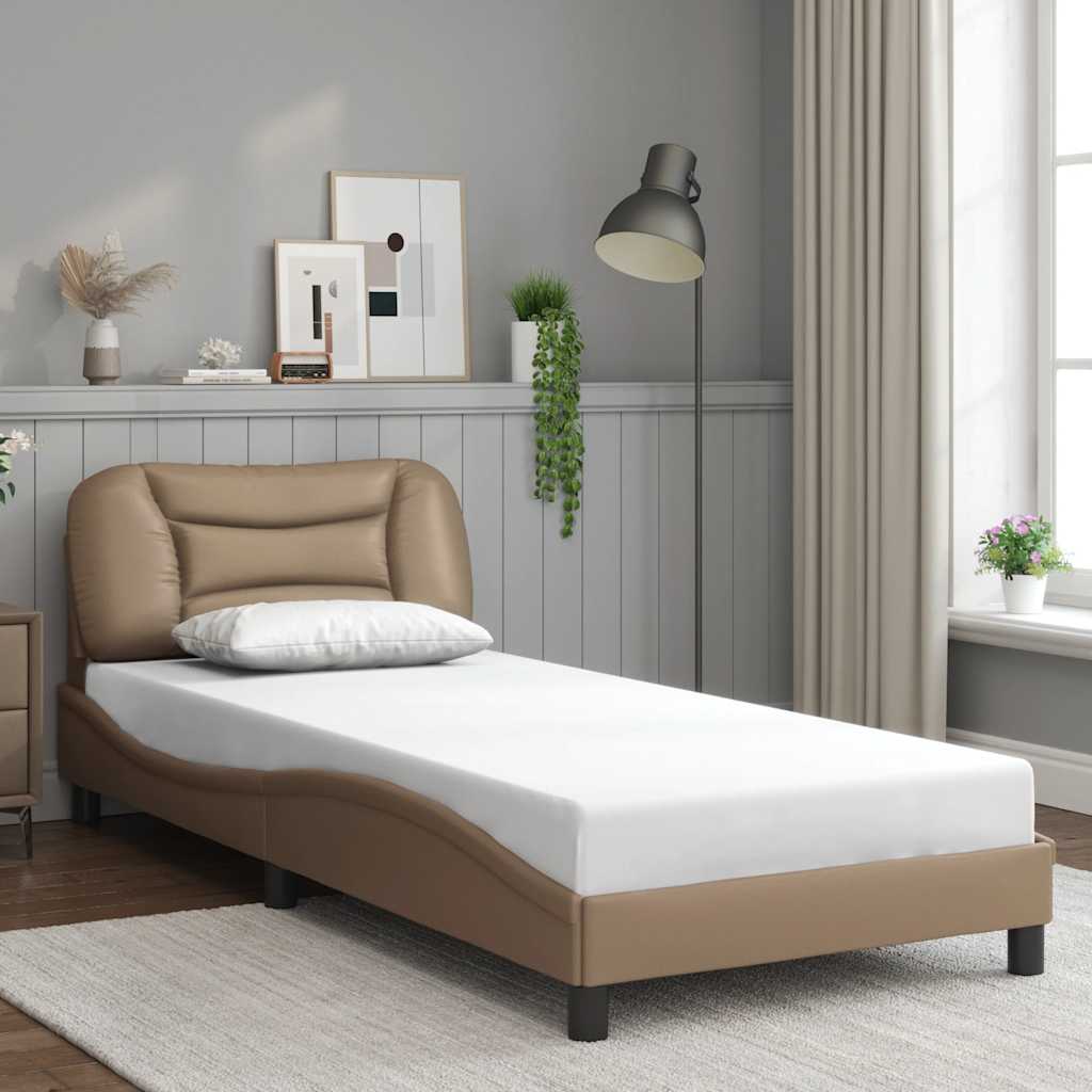 Estrutura de cama sem colchão hvar couro artif. 80x200 cm cappuccino