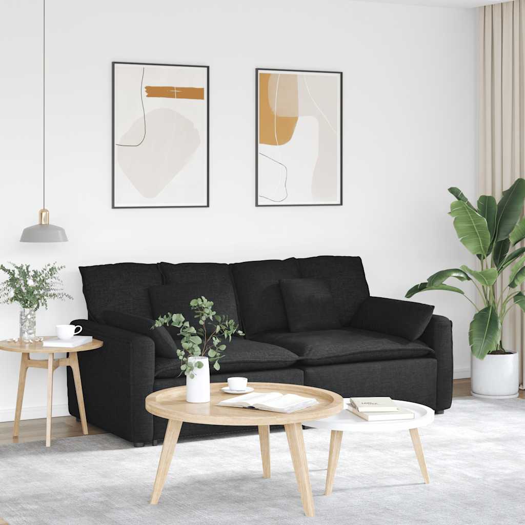 Sofá modular com almofadas preto