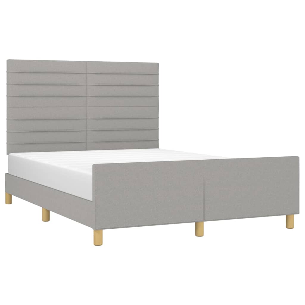 Estrutura de cama sem colchão 140x190 cm tecido cinzento-claro