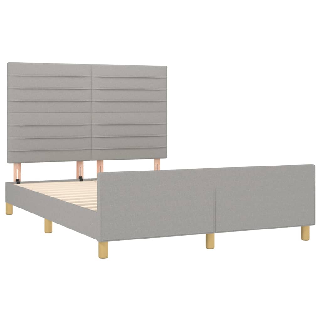 Estrutura de cama sem colchão 140x190 cm tecido cinzento-claro