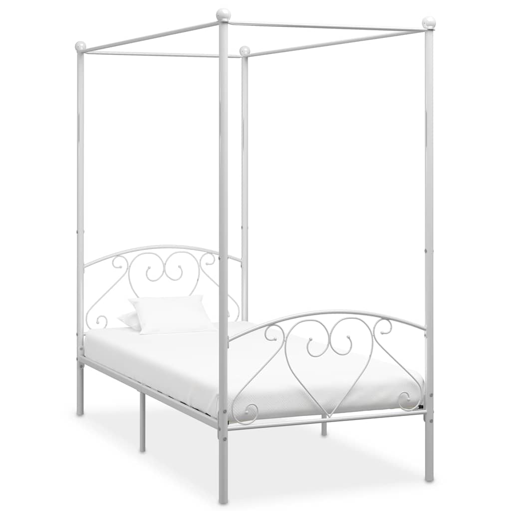 Estrutura de cama com dossel metal branco 90x200 cm