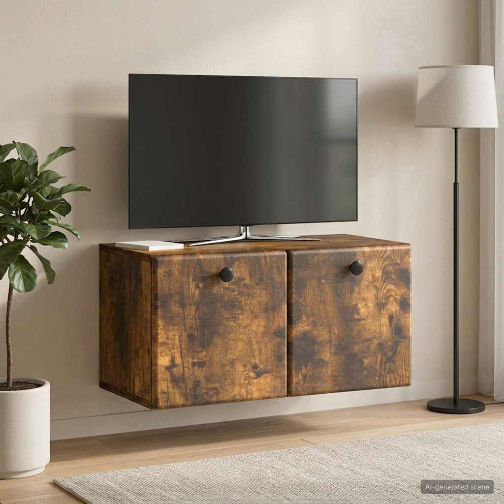 Gabinete de TV de parede 59,5 x 31 x 30 cm carvalho fumado