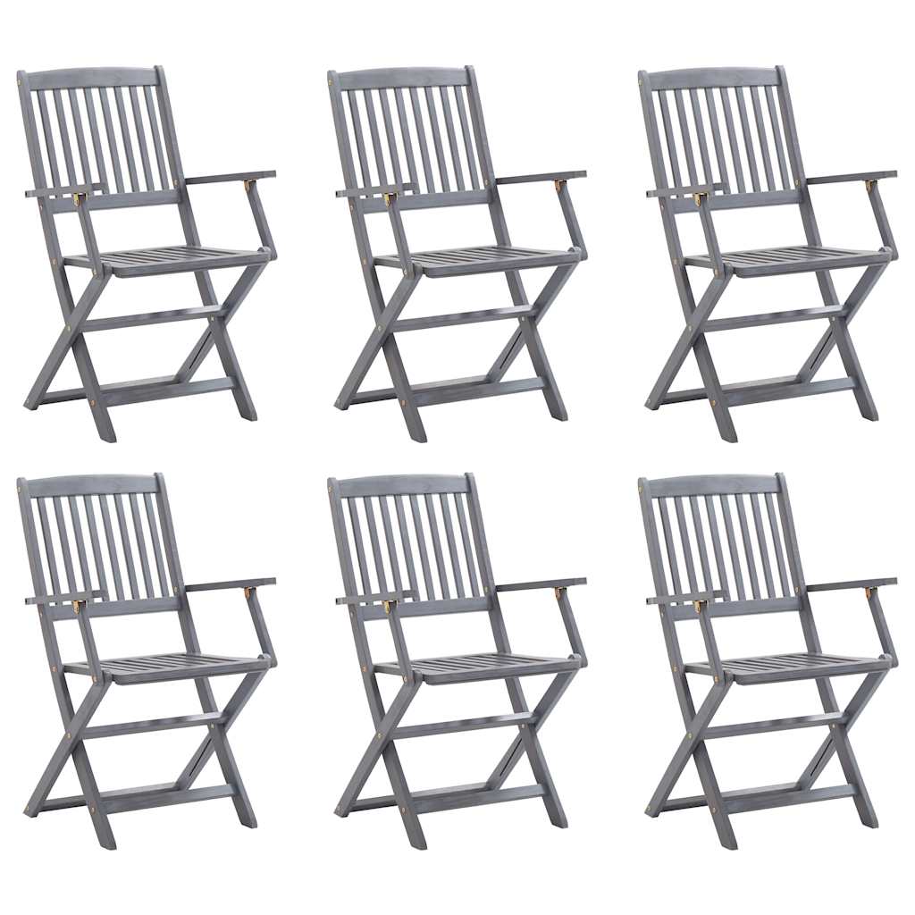 Cadeiras de exterior dobráveis 6 pcs madeira de acácia maciça
