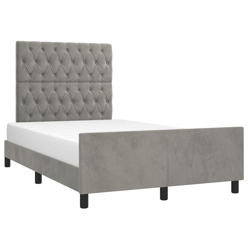 Estrutura de cama sem colchão 120x200 cm veludo cinzento-claro