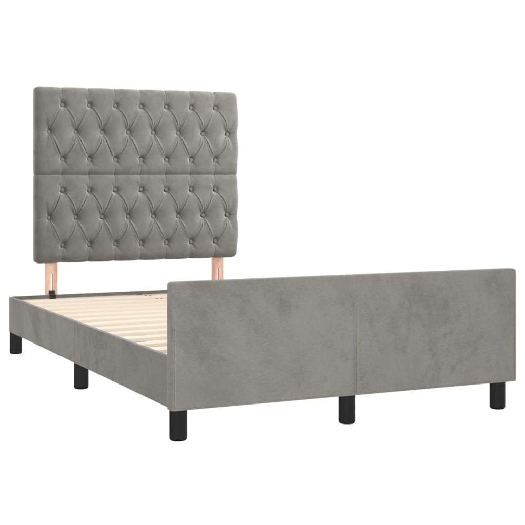 Estrutura de cama sem colchão 120x200 cm veludo cinzento-claro