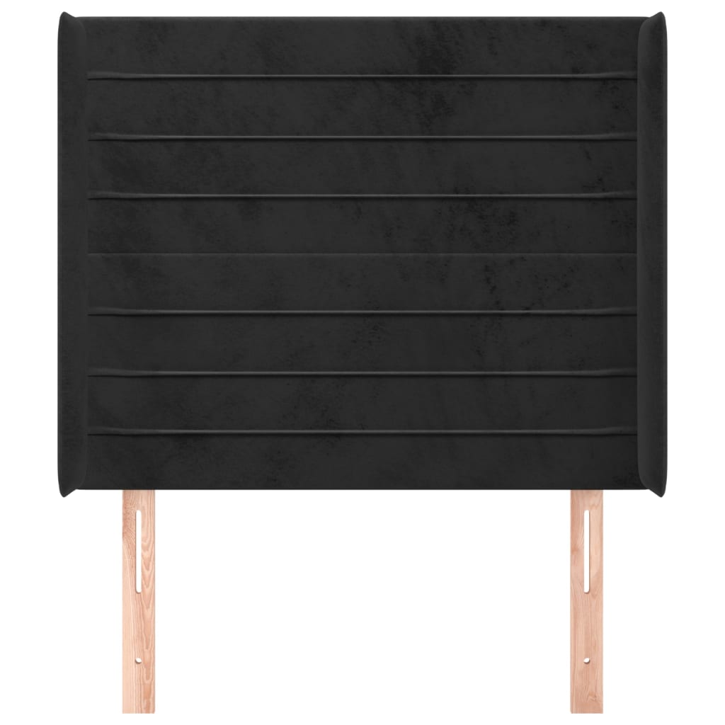 Cabeceira de cama c/ abas veludo 83x16x118/128 cm preto