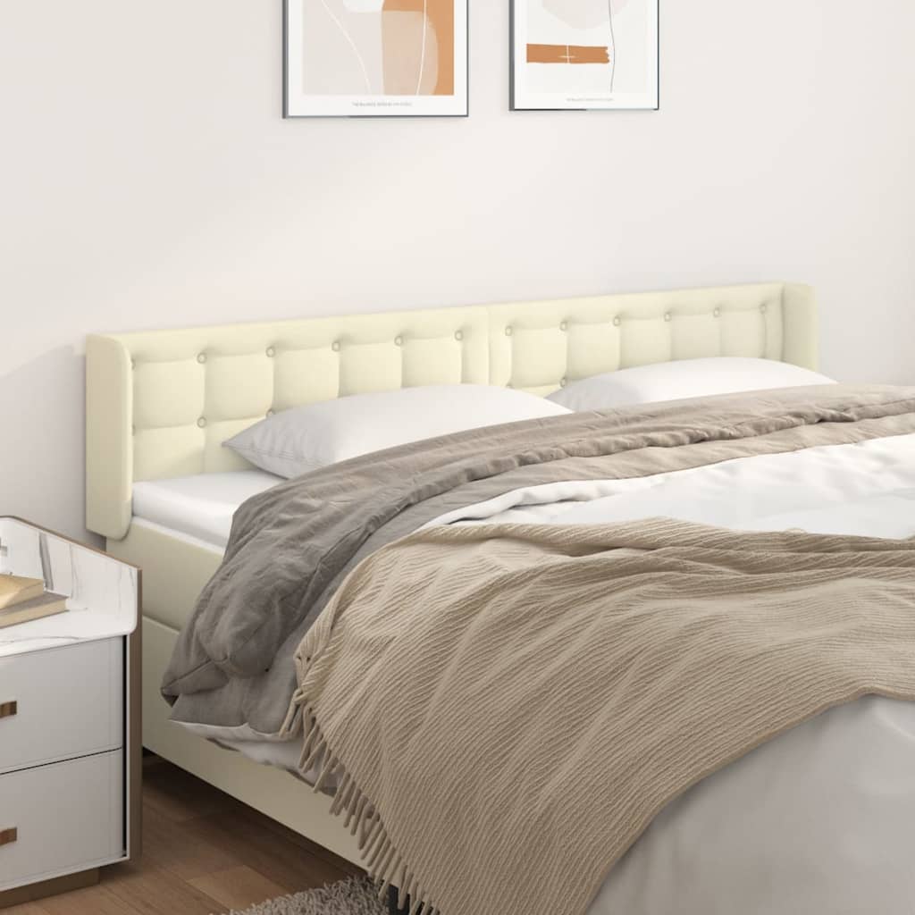 Cabeceira de cama c/ abas couro artificial 203x16x78/88cm creme