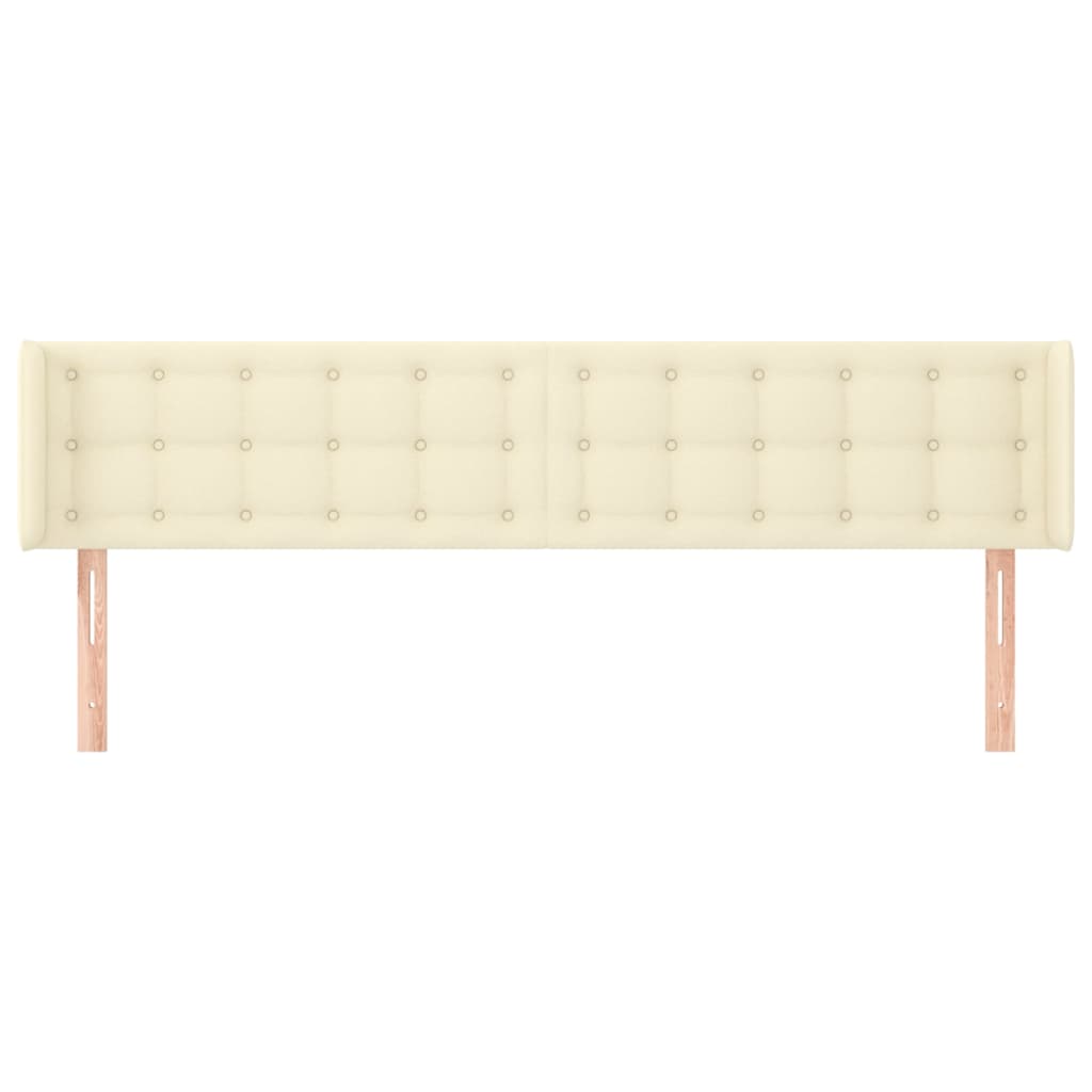 Cabeceira de cama c/ abas couro artificial 203x16x78/88cm creme