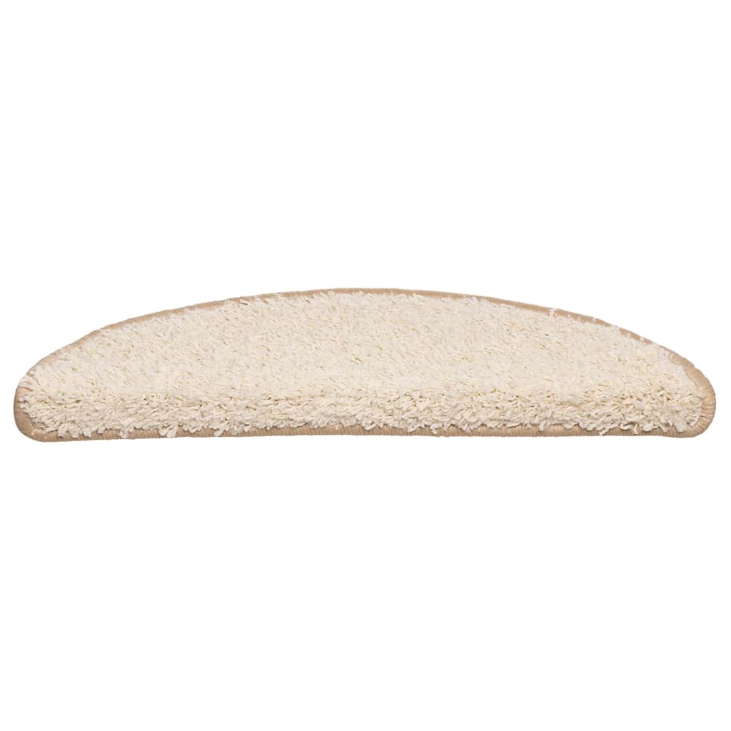 Tapetes de escada 30 peças 56x17x3 cm creme semicircular