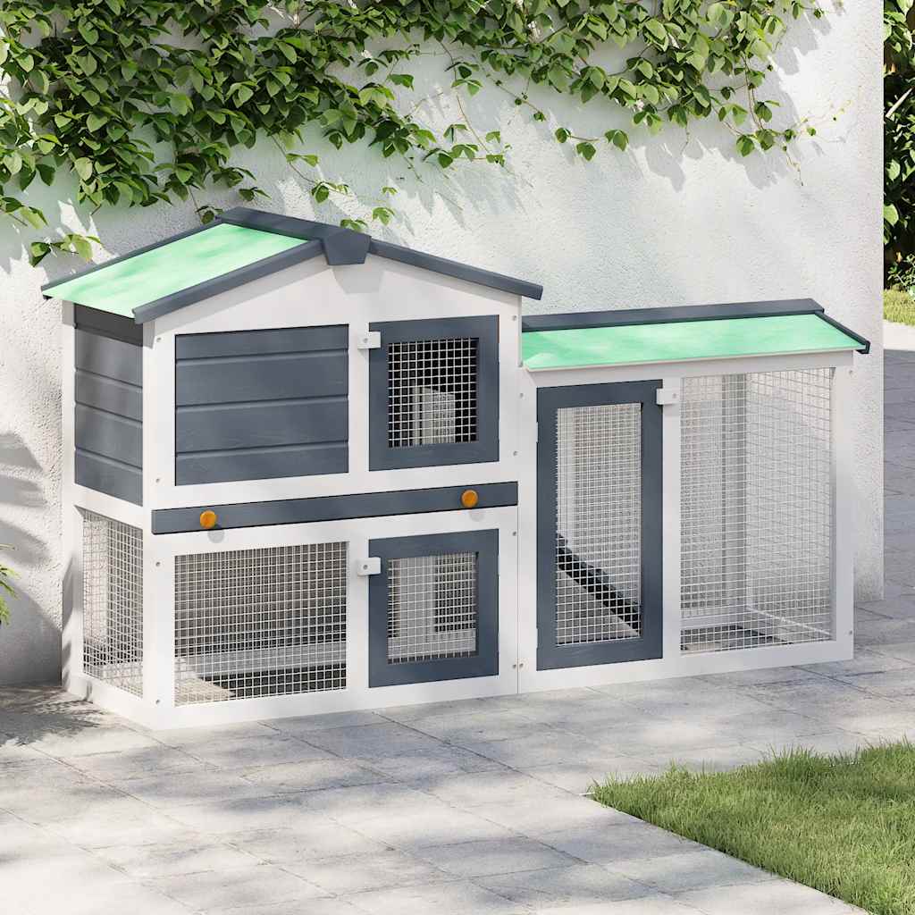 Coelheira exterior grande 145x45x84cm madeira cinzento e branco