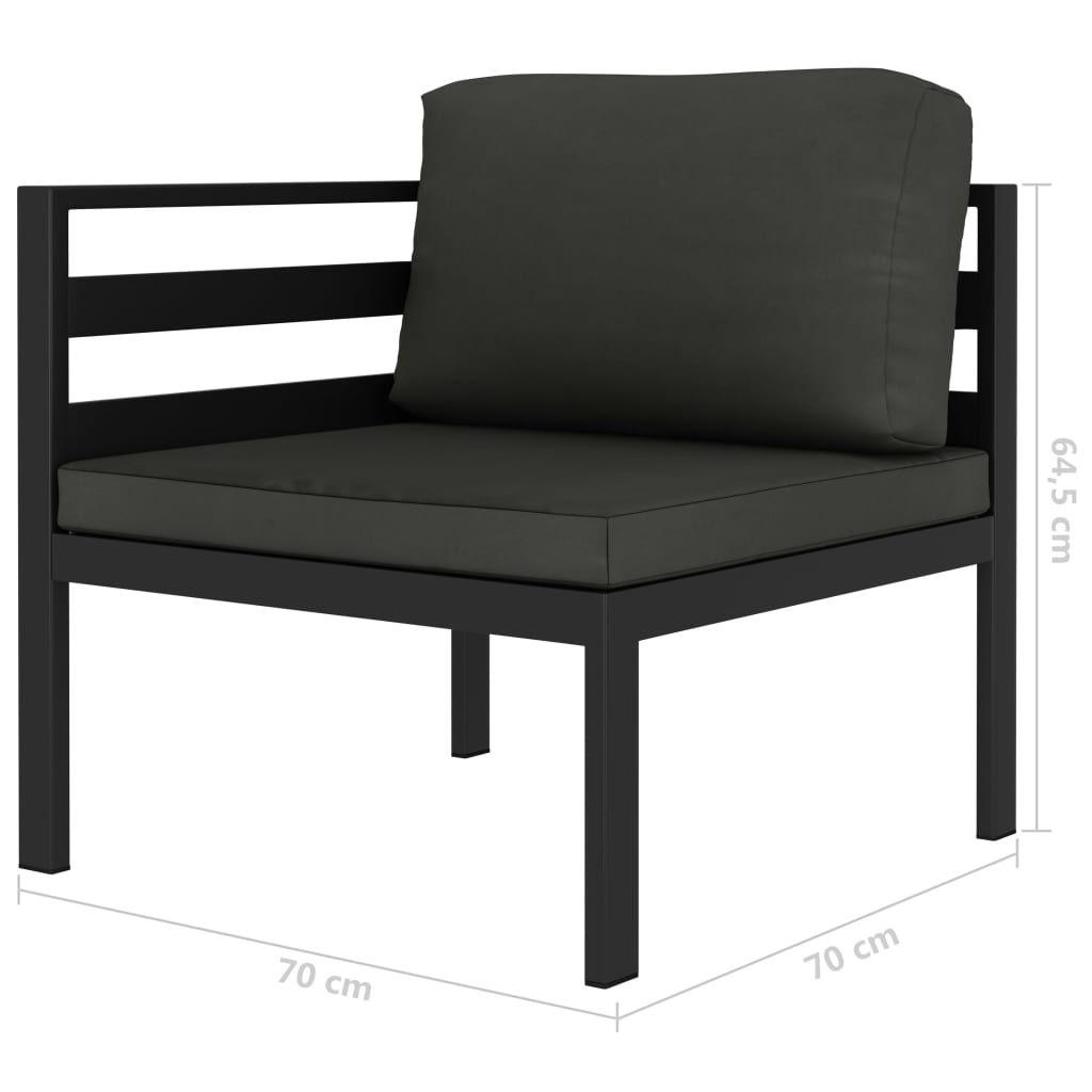 8 Pcs conjunto lounge jardim com almofadões alumínio antracite
