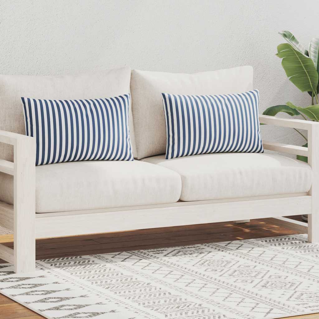 Almofadas para exterior 2 pcs 60x40 cm riscas azul-marinho