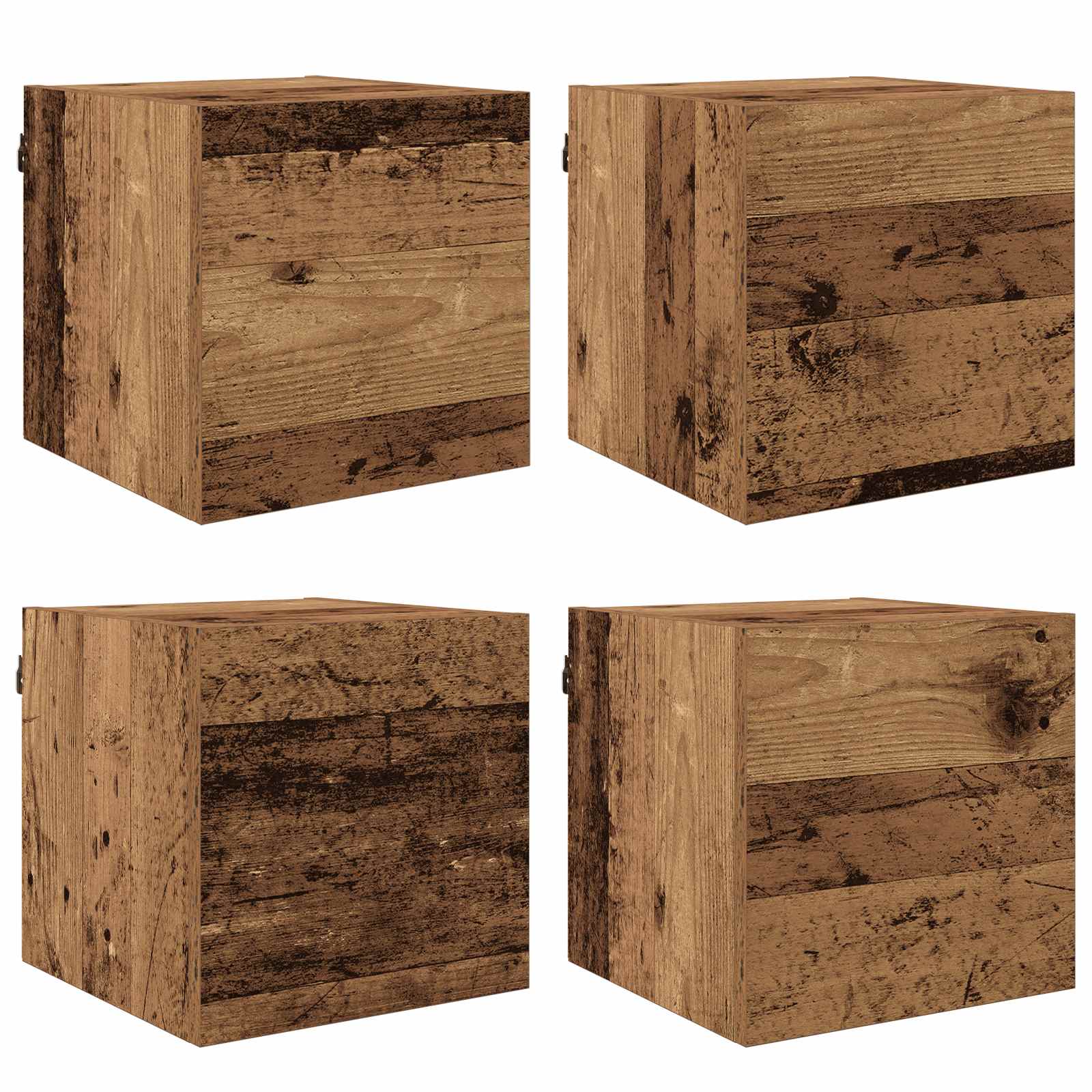 Rack de TV montado na parede madeira antiga 30,5 x 30 x 30 cm