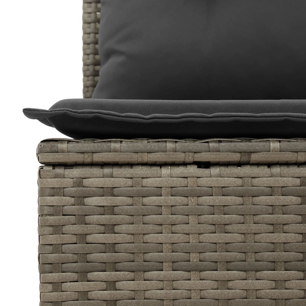9 Pcs conjunto sofás p/ jardim com almofadões vime PE cinzento