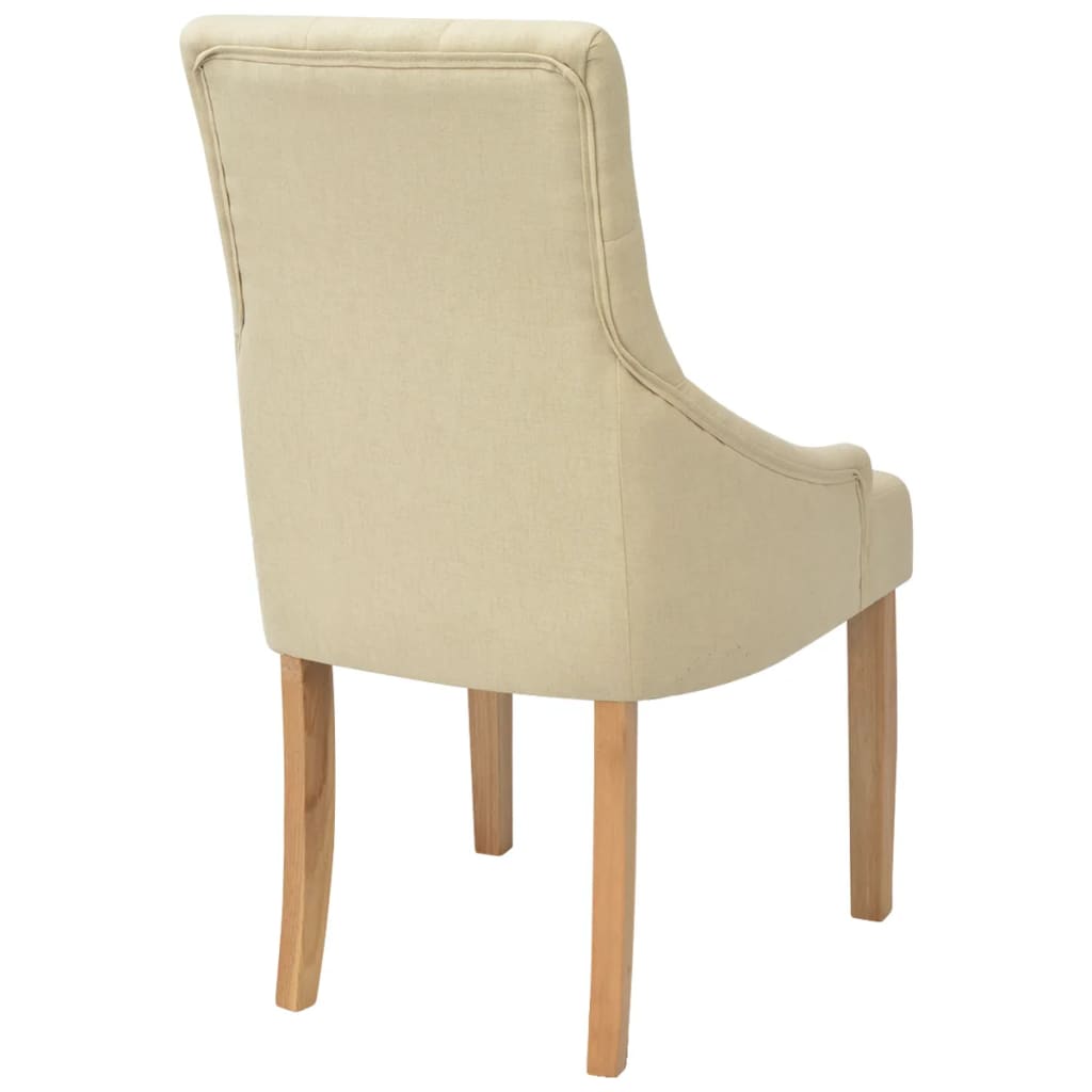 Cadeiras de jantar 2 pcs tecido cor creme