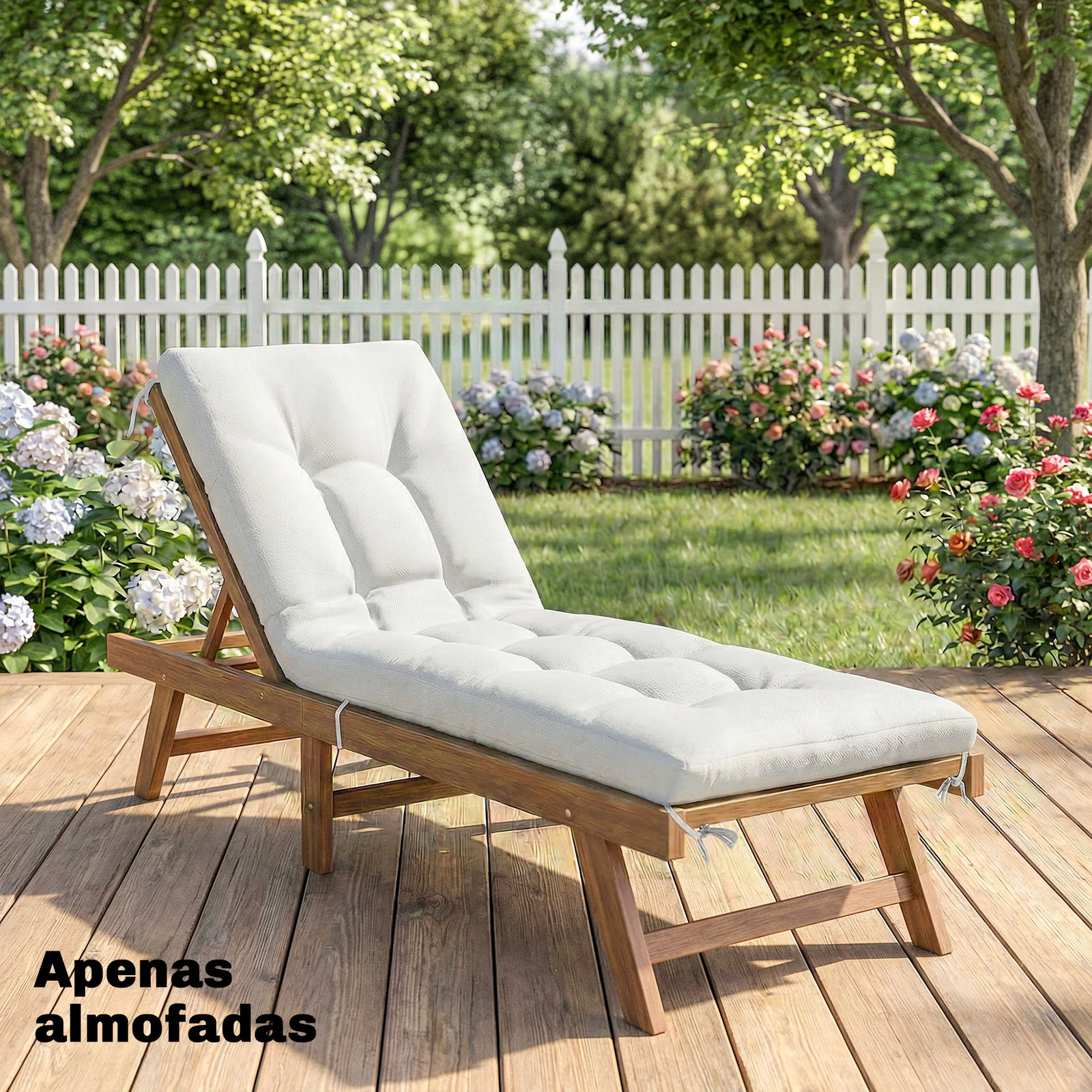 Almofada para banco exterior com tiras de fixação proteção uv50+ recuperação lenta interior exterior 198x65x13 cm creme