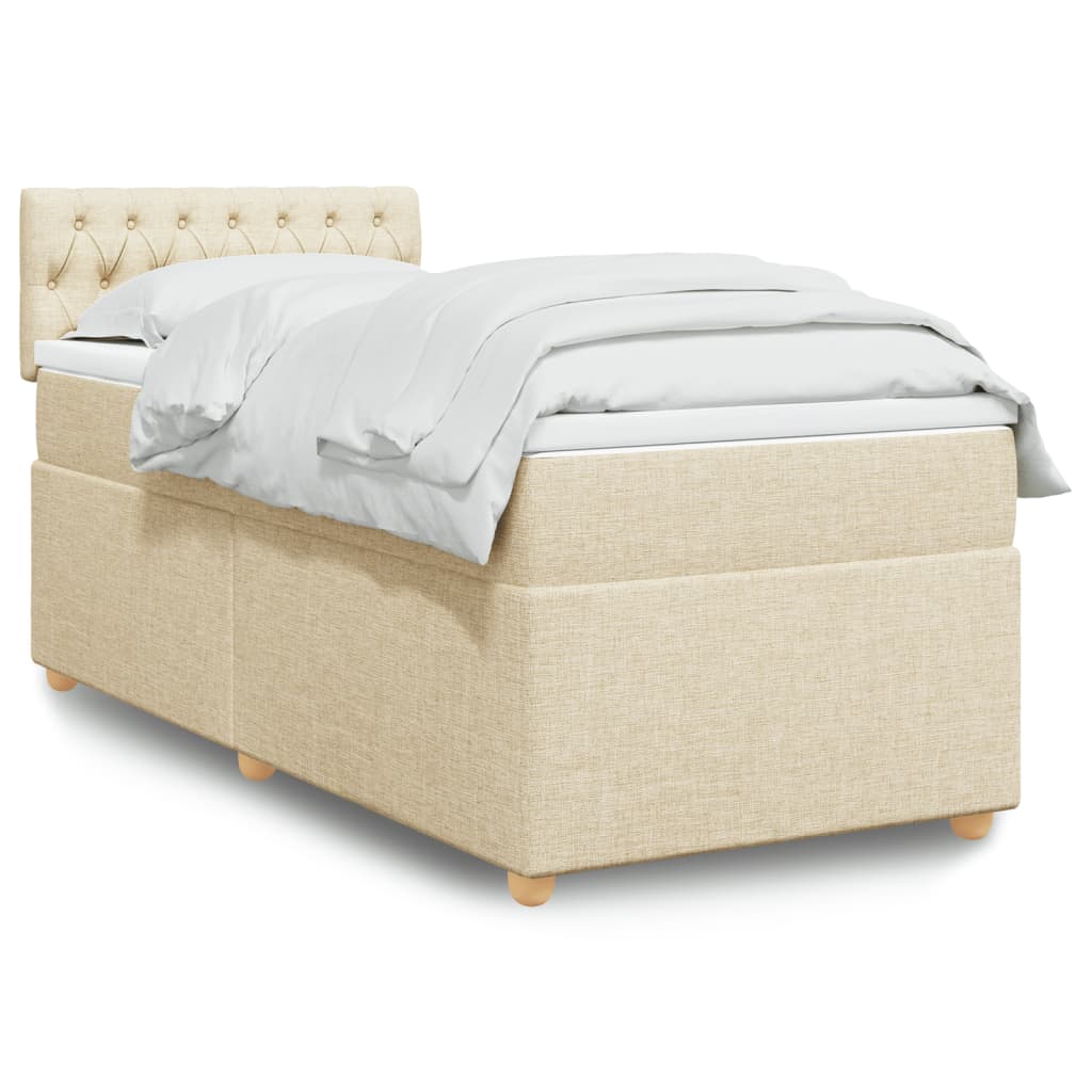 Cama com molas/colchão 90x200 cm tecido cor crème