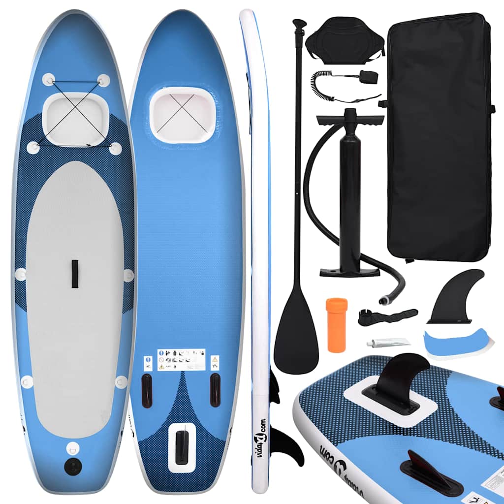Conjunto prancha de paddle sup insuflável 330x76x10 cm azul mar