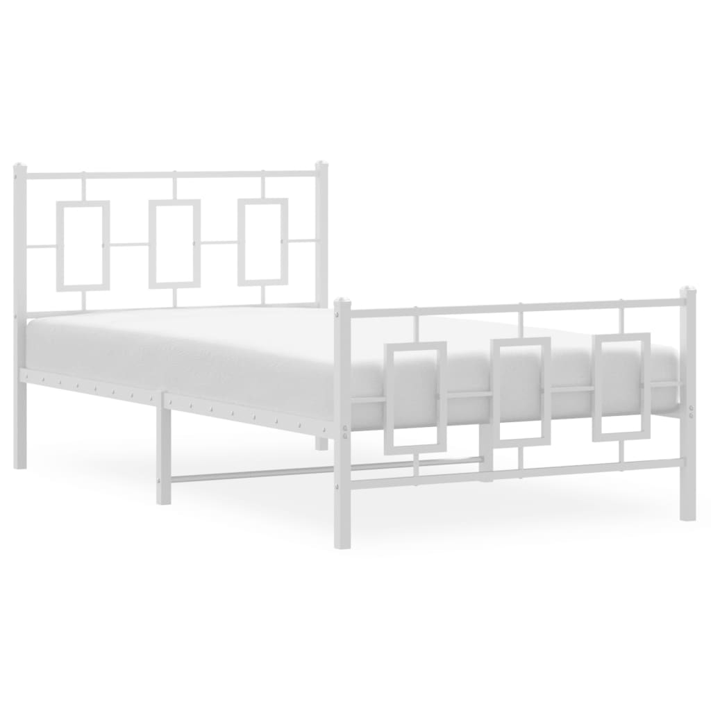 Estrutura de cama com cabeceira e pés 100x200 cm metal branco