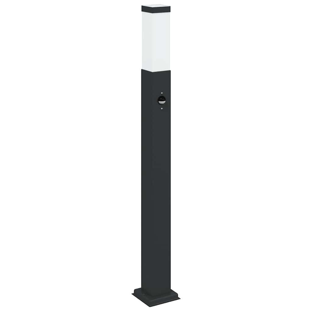 Luminárias de balizamento com sensor, 3 unidades, 80 cm, pretas, IP44