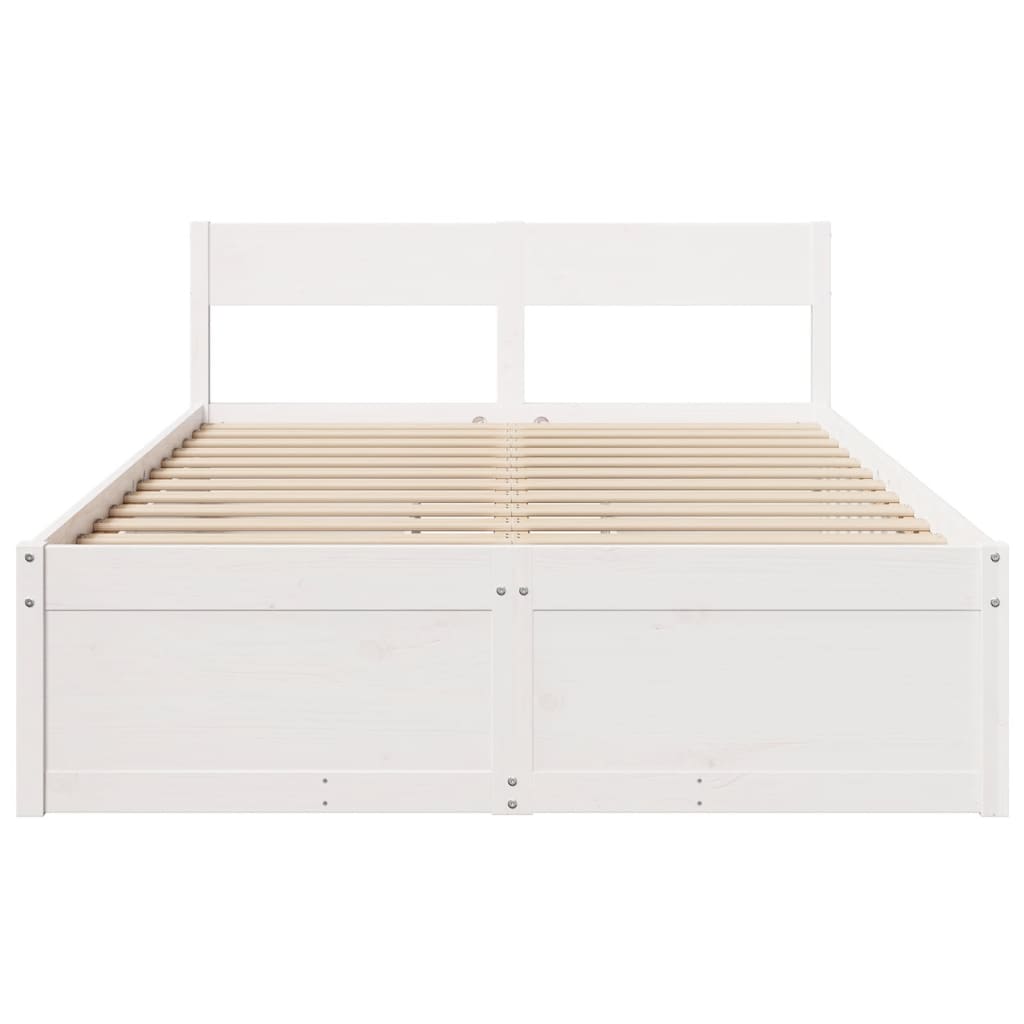 Cama sem colchão 140x190 cm madeira de pinho maciça branco