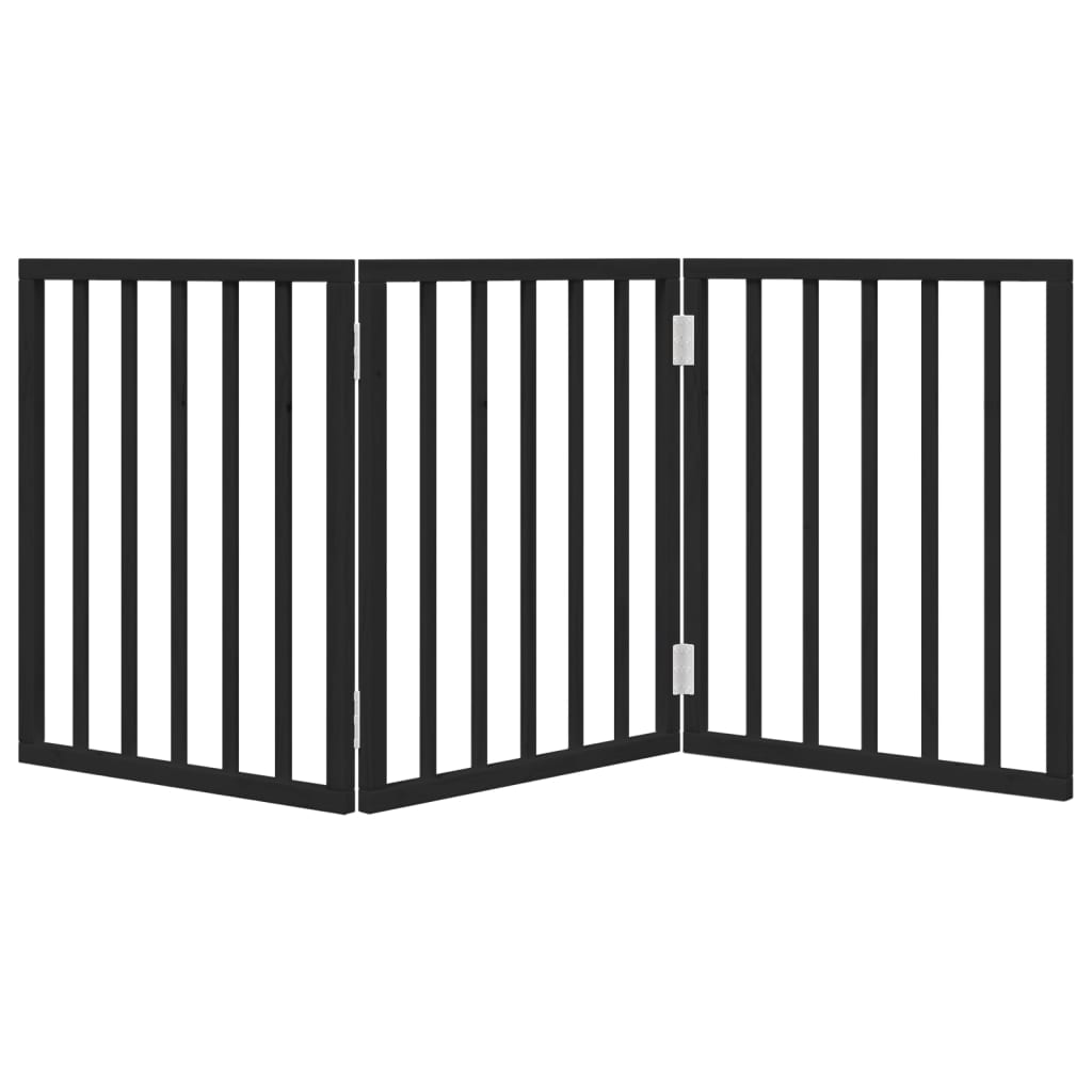 Portão para cães dobrável 3 painéis 150 cm álamo preto