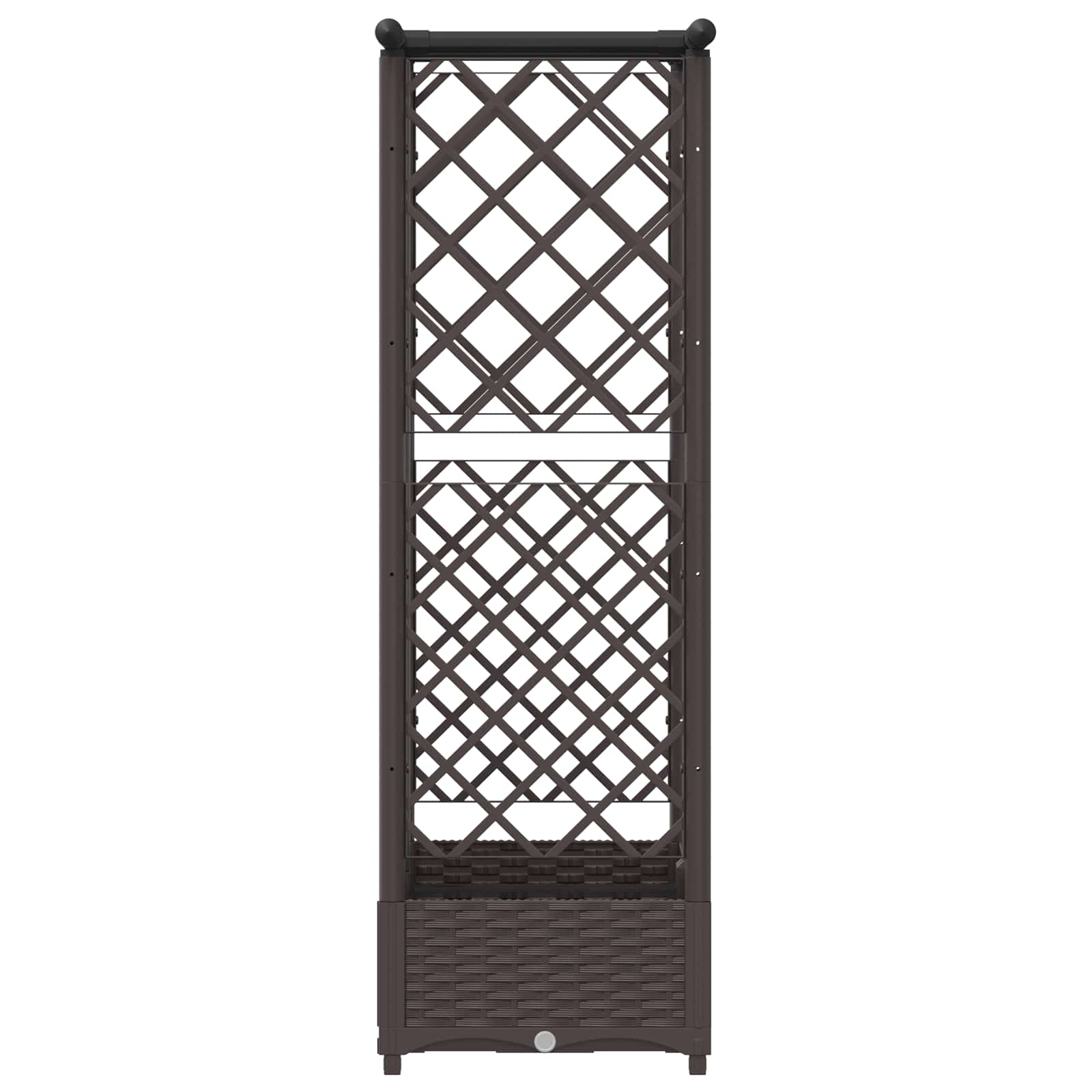 Cama elevada com treliça e telhado castanho 124 x 40 x 121 cm