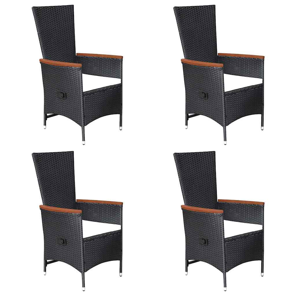 7 Pcs conjunto de jantar para jardim vime PE preto
