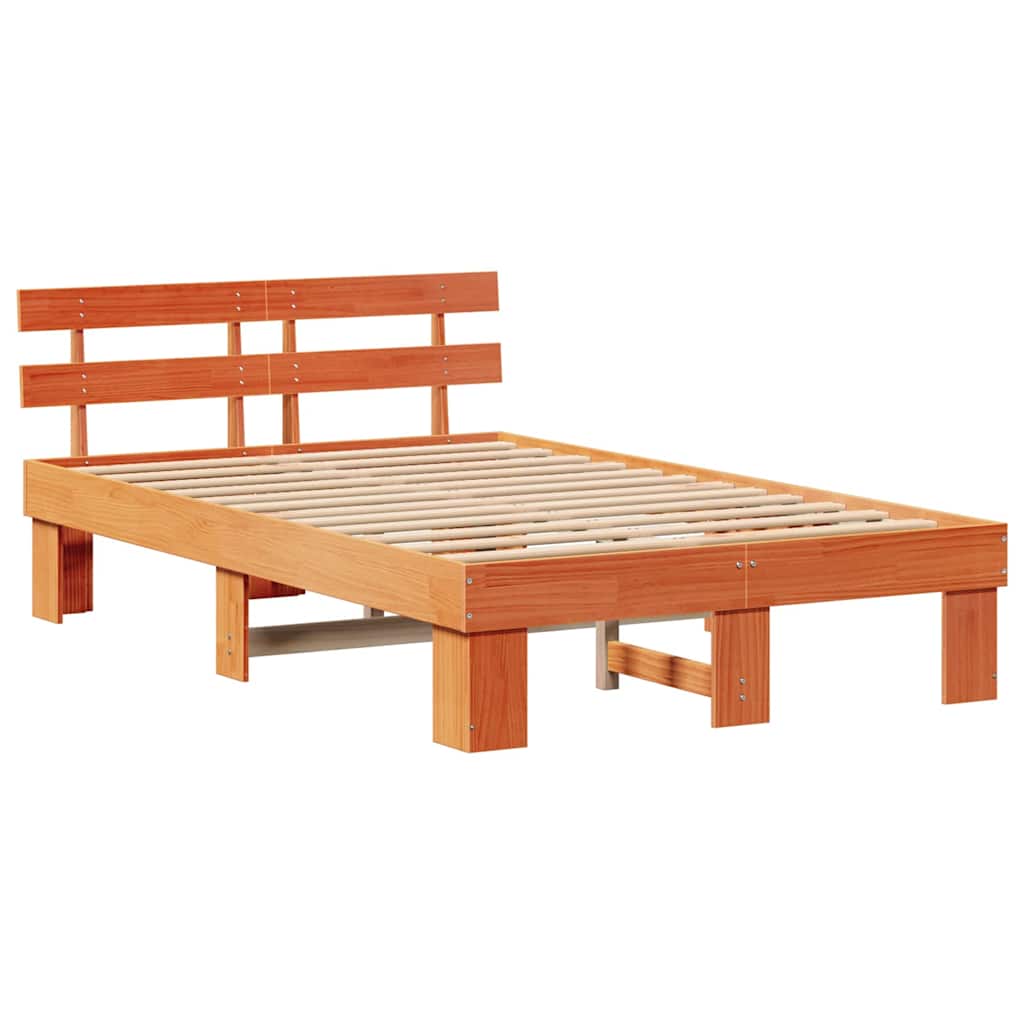 Estrutura da cama com cabeceira marrom cera 140 x 190 cm