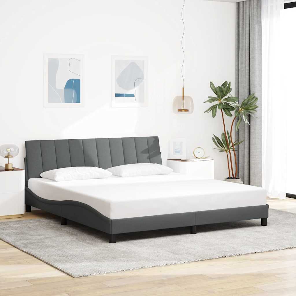 Estrutura de cama sem colchão hanko 180x200 cm tecido cinzento-escuro