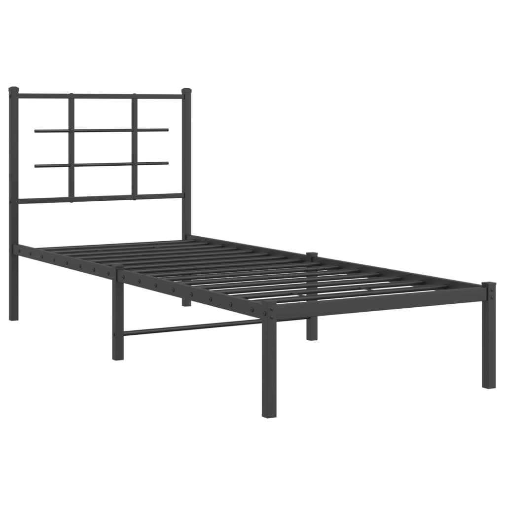 Estrutura de cama metal s/ colchão c/ cabeceira 75x190 cm preto