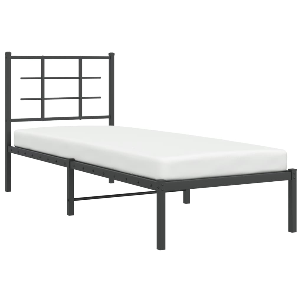 Estrutura de cama metal s/ colchão c/ cabeceira 75x190 cm preto