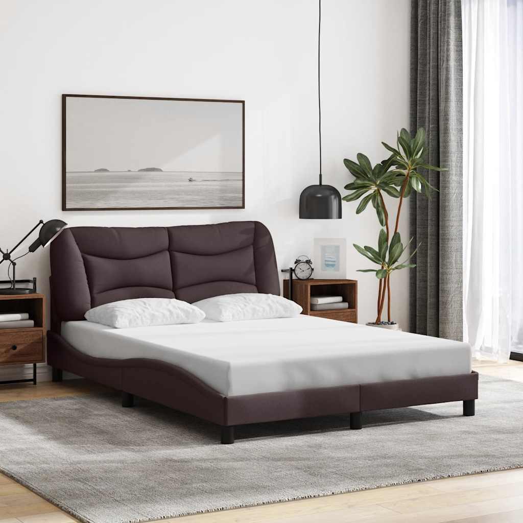 Estrutura de cama sem colchão hvar 140x200 cm tecido castanho-escuro