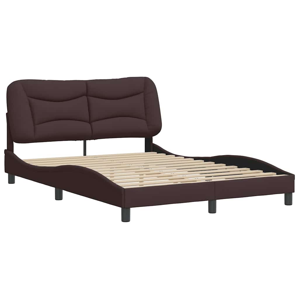 Estrutura de cama sem colchão hvar 140x200 cm tecido castanho-escuro