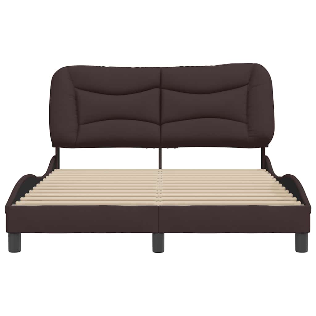 Estrutura de cama sem colchão hvar 140x200 cm tecido castanho-escuro