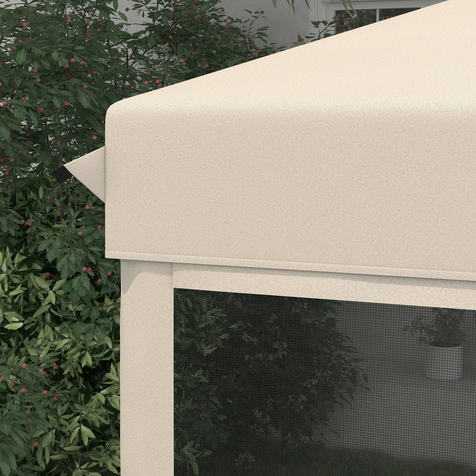 Tenda dobrável 3x3 para exterior com mosquiteiras bolsa de transporte estrutura de aço e tecido oxford resistente bege