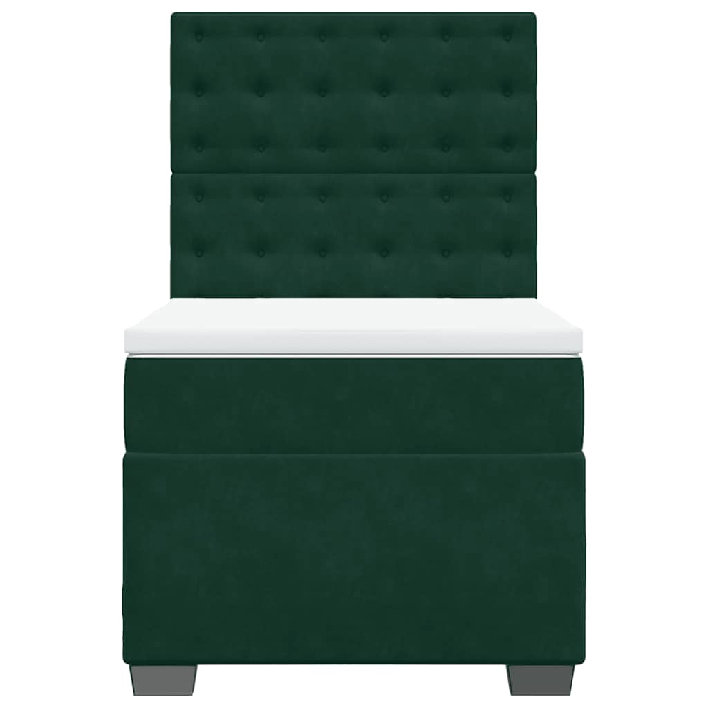 Cama com molas/colchão 90x190 cm veludo verde-escuro