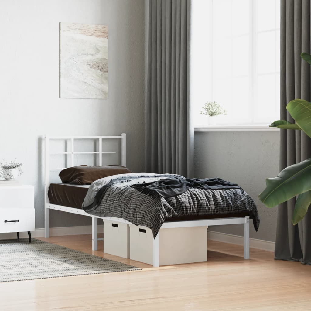 Estrutura de cama sem colchão com cabeceira 75x190 cm branco