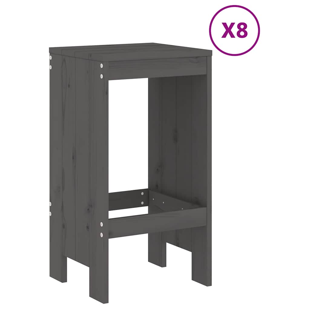 9 Pcs conjunto de bar para jardim pinho maciço cinzento