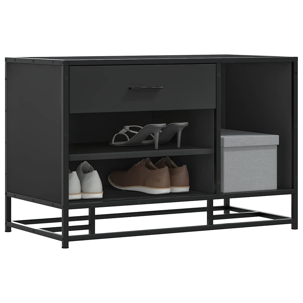 Banco para calçado 80x40x53,5 cm madeira e metal preto