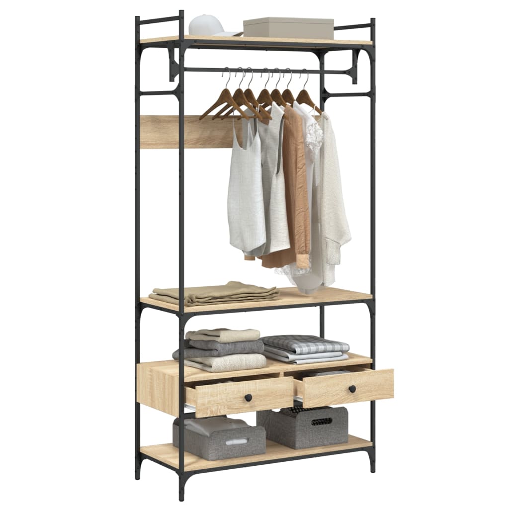Roupeiro c/ gavetas 89x39x184,5cm deriv.madeira carvalho sonoma