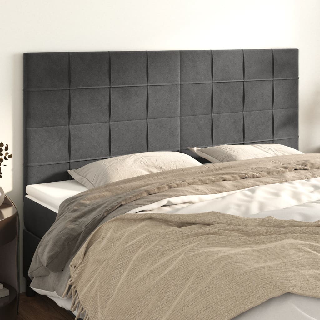 Cabeceira cinza escuro 180x5x118/128 cm veludo