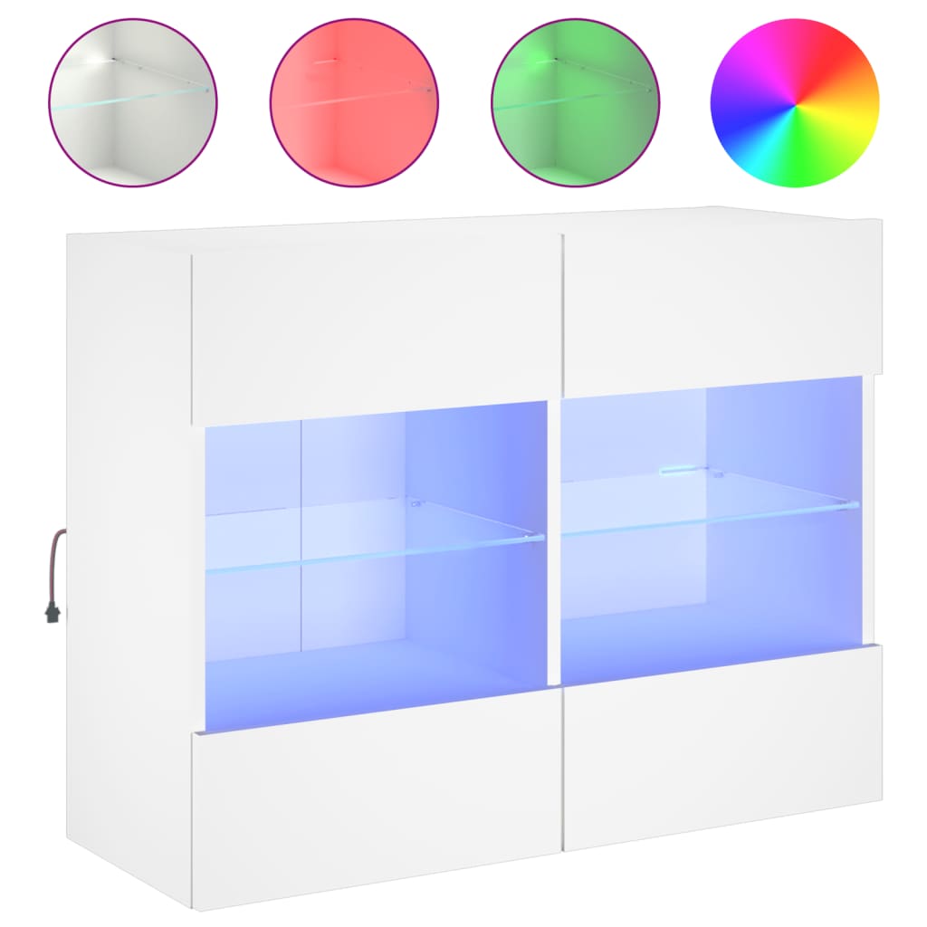 Móvel de parede para TV com luzes LED 78,5x30x60,5 cm branco