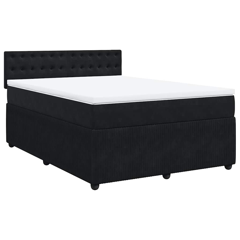 Cama com molas/colchão 140x190 cm veludo preto