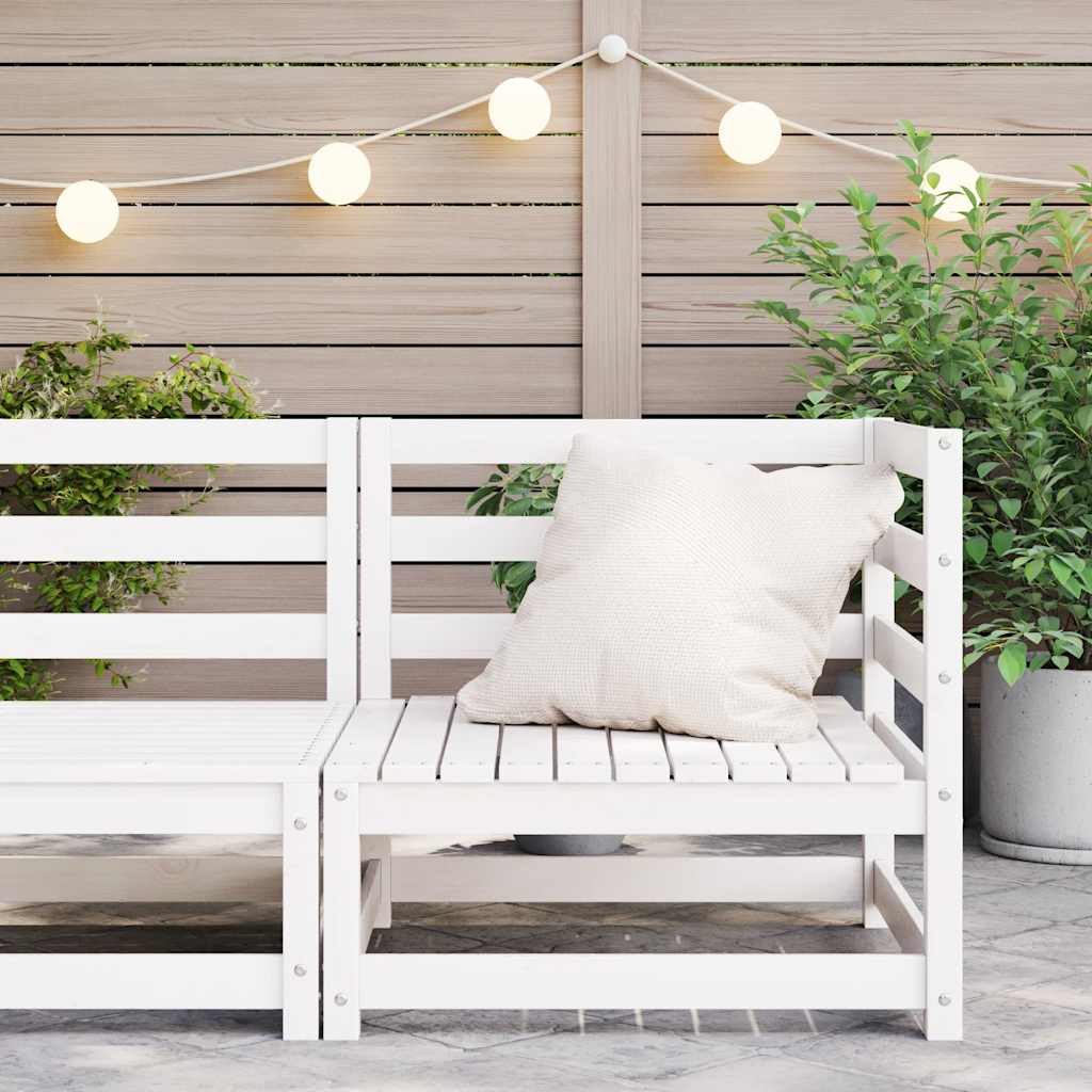 Sofá de canto para jardim madeira de pinho maciça branco