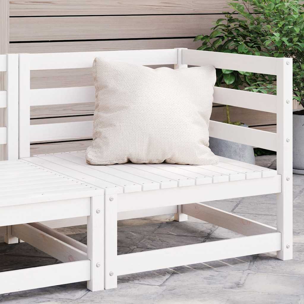 Sofá de canto para jardim madeira de pinho maciça branco
