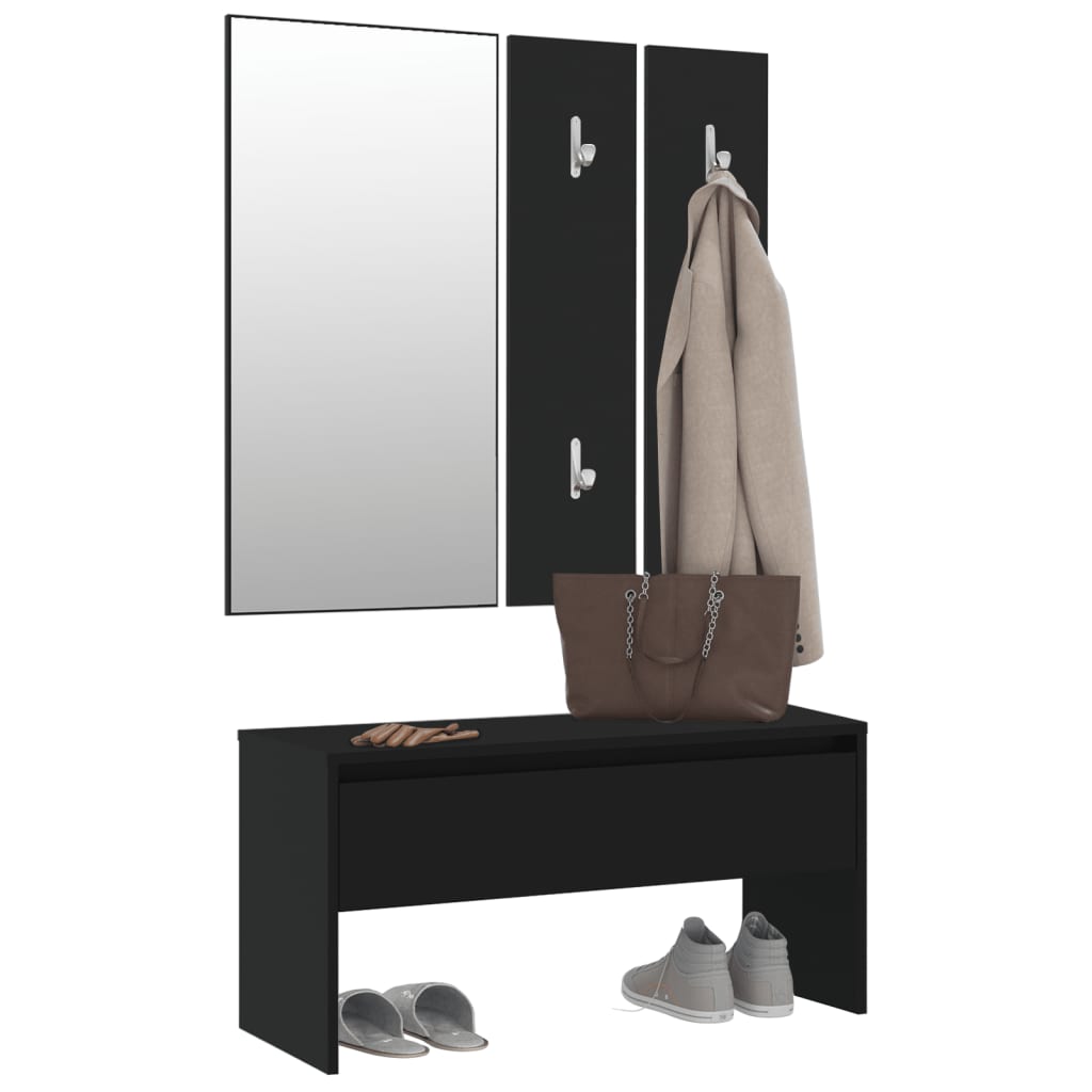 Conjunto de móveis de corredor derivados de madeira preto