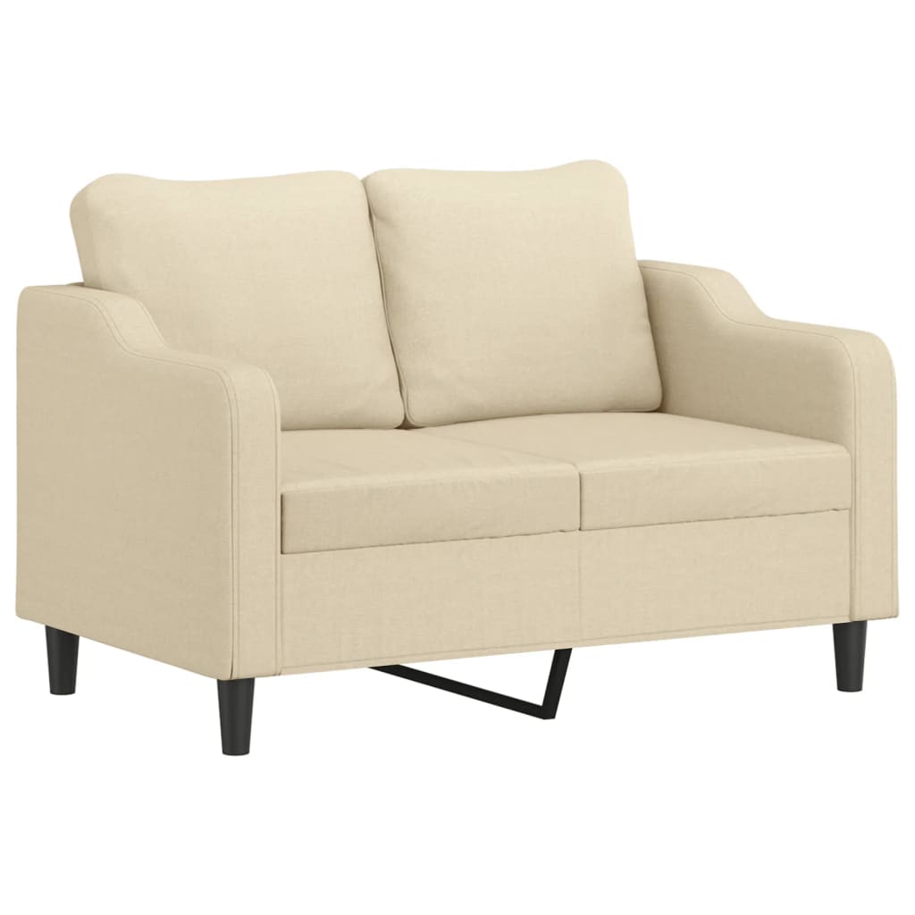 4 Pcs conjunto de sofás com almofadões tecido cor creme