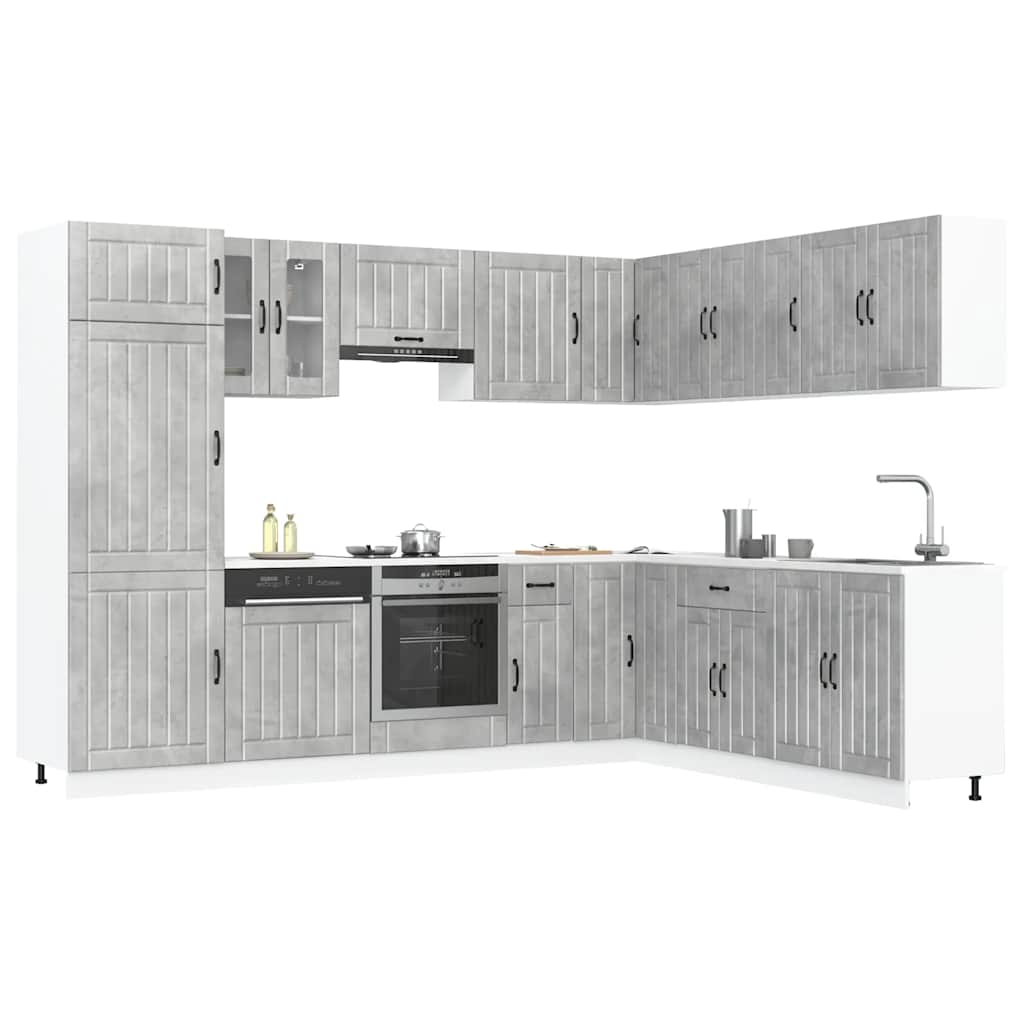 14 Peças armário de cozinha conjunto lucca concreto cinza